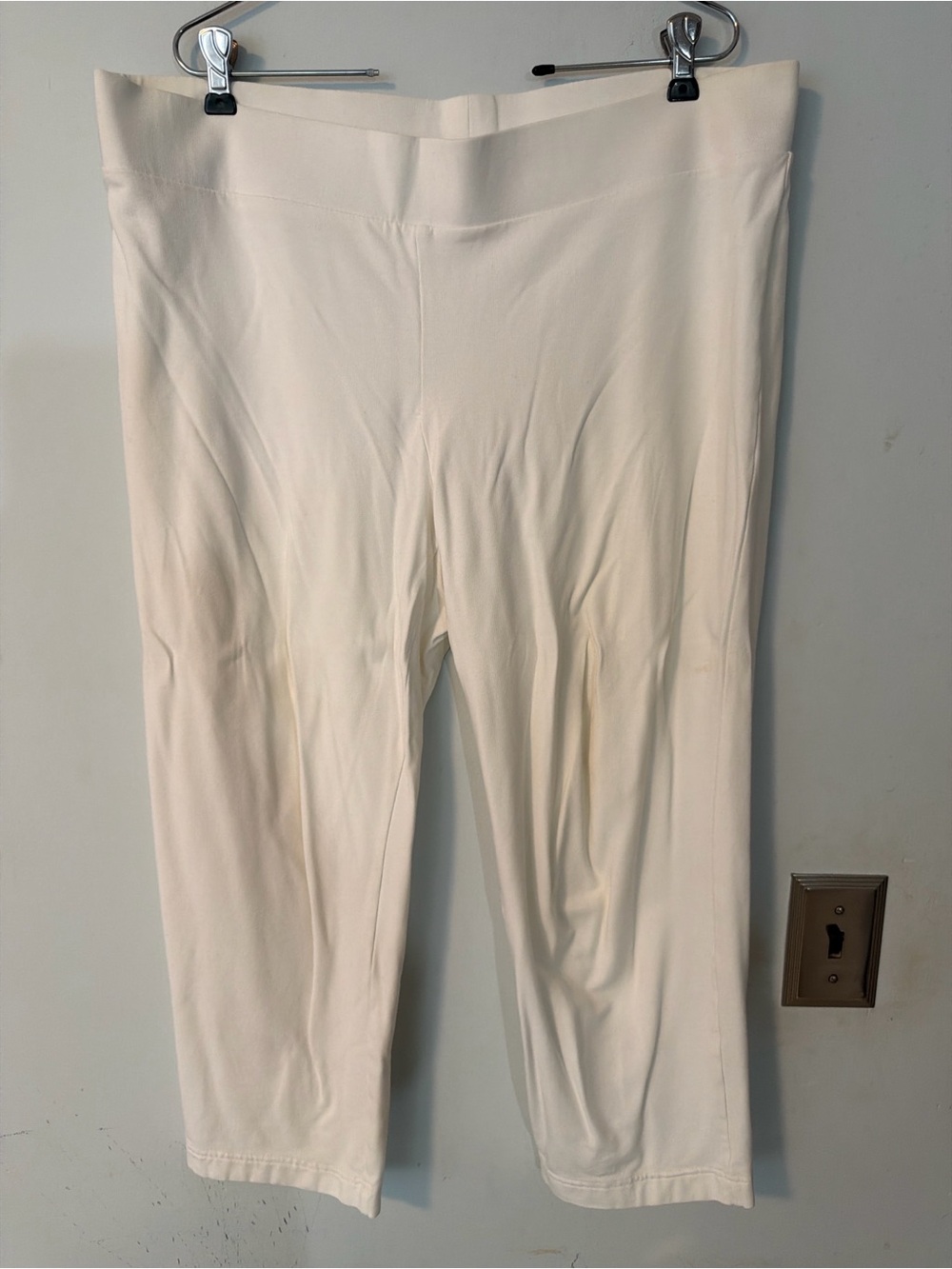Pure Jill Slim Leg Cropped Pants Large White Pull On Stretch Capri Pants